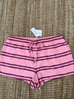 American Eagle Outfitters Pink and Maroon Striped Sleep Shorts